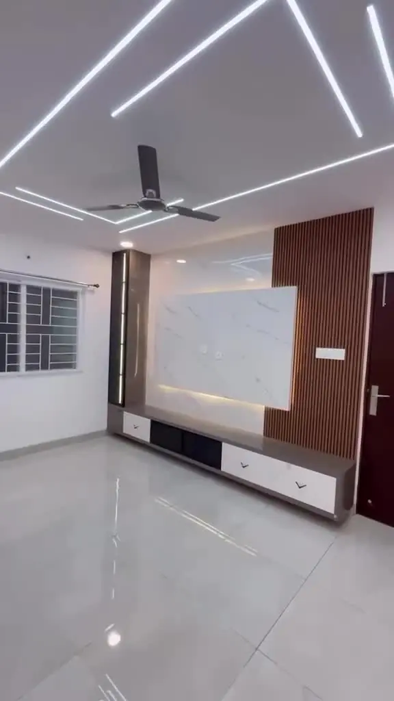 Finished Grihala living room TV wall shown in the video