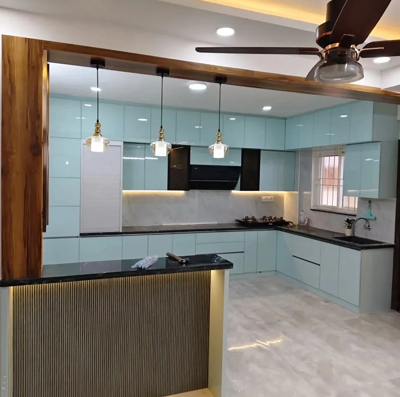 Finished modular kitchen by Grihala