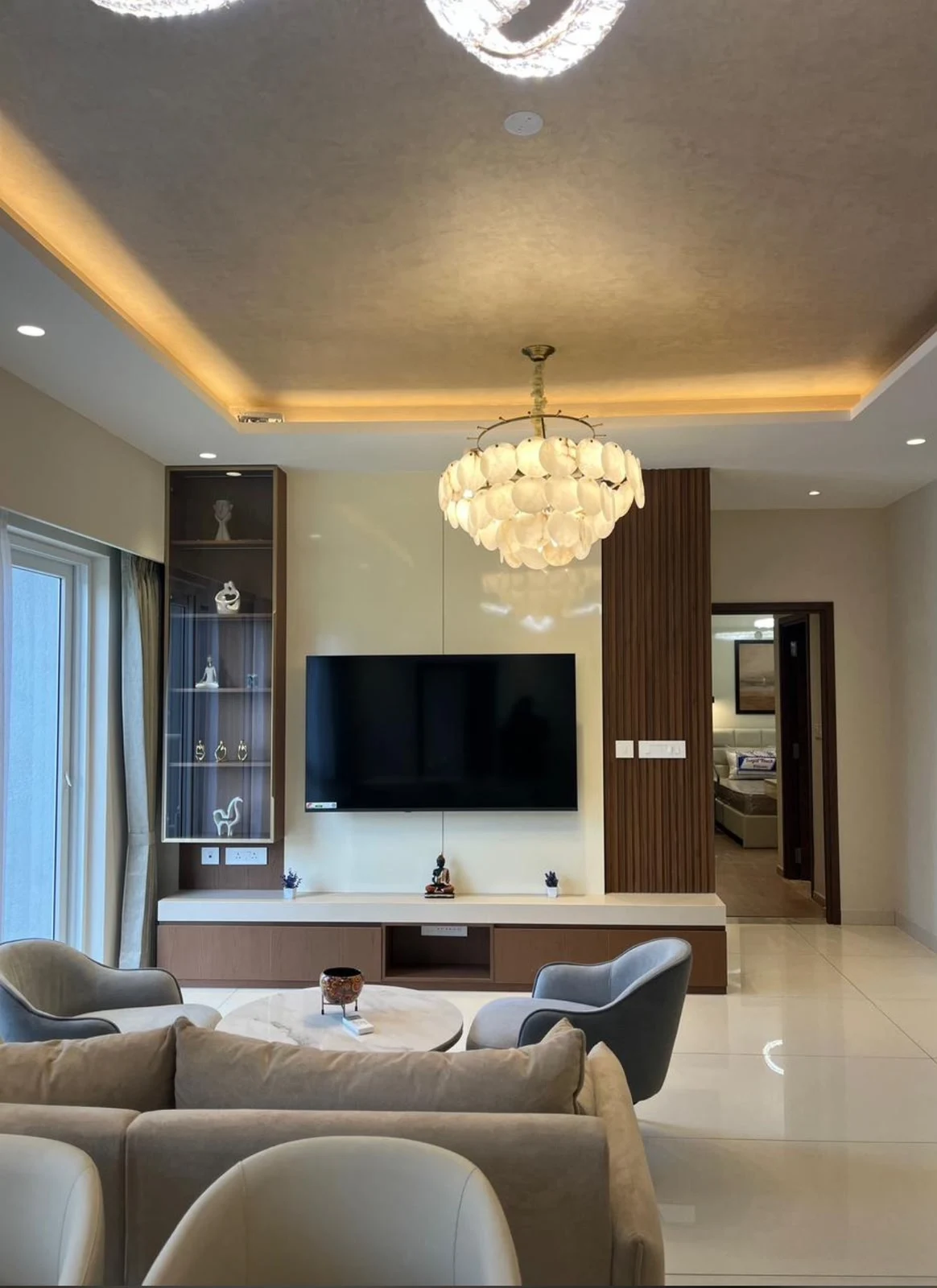Grihala living room interior with TV wall and seating